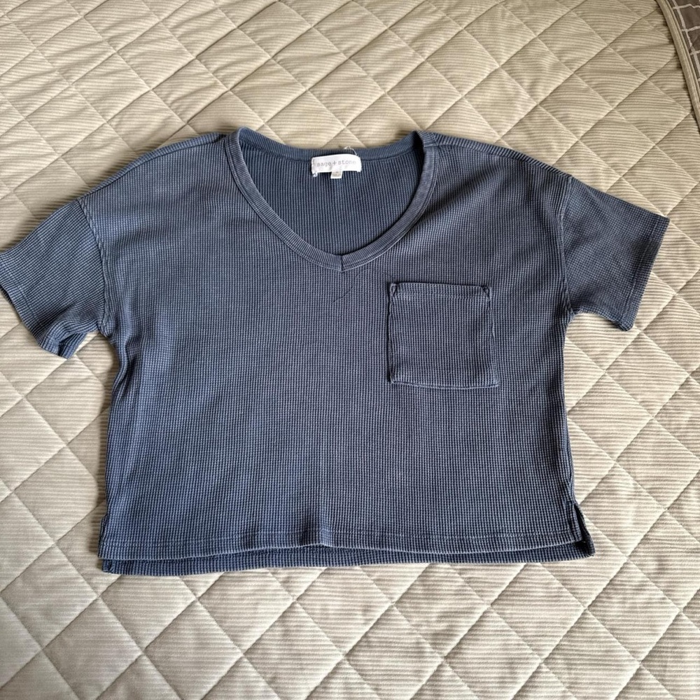 Blue V-Neck crop top